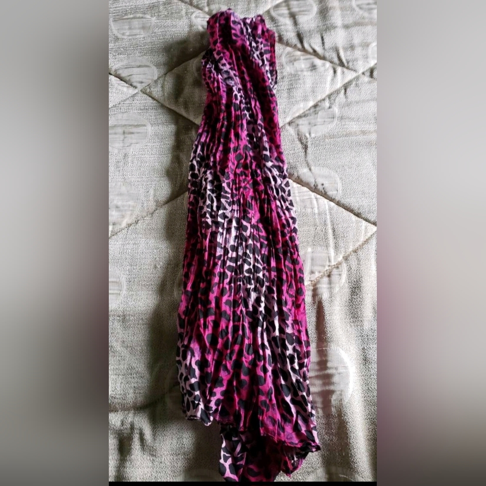 Pink and Black Leopard Print Scarf
